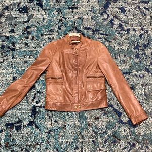 Brown leather jacket